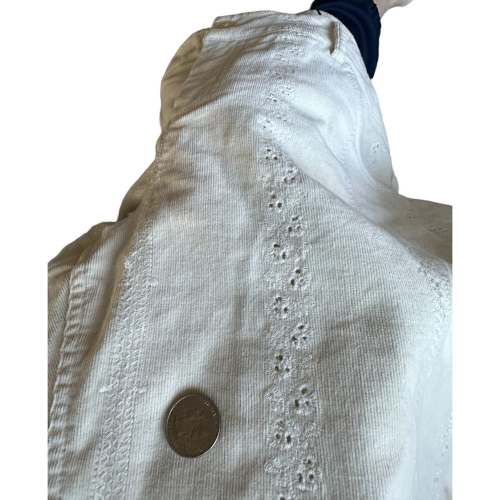 Womyn Pants Women's Thin Corduroy Size 16 Eyelet Cutouts 5 Pocket Cream NEW - Picture 6 of 10